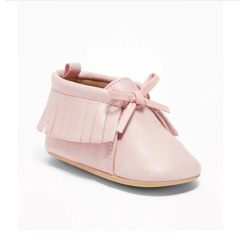 GAP OLD NAVY Baby Girl Fringed Moccasin Booties Baby 18-24M